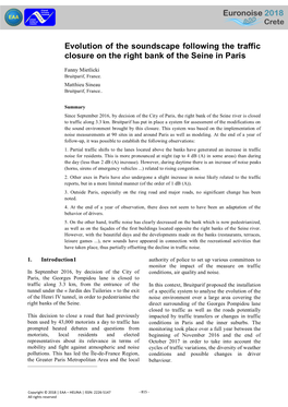 Evolution of the Soundscape Following the Traffic Closure on the Right Bank of the Seine in Paris