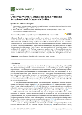 Observed Warm Filaments from the Kuroshio Associated with Mesoscale Eddies