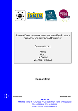 Schema Directeur D'alimentation En Eau Potable