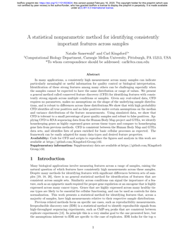 A Statistical Nonparametric Method for Identifying Consistently Important Features Across Samples