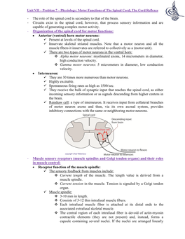 The Role of the Spinal Cord Is Secondary to That of the Brain