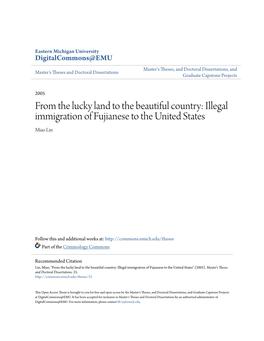 Illegal Immigration of Fujianese to the United States Miao Lin