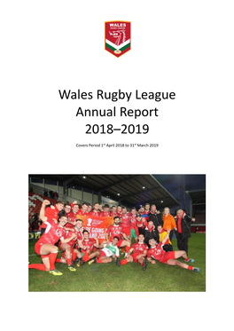 Wales Rugby League Annual Report 2018–2019