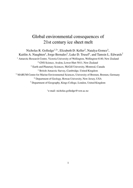 Global Environmental Consequences of 21St Century Ice Sheet Melt