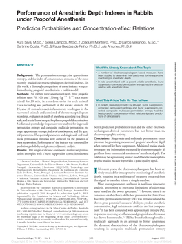 Performance of Anesthetic Depth Indexes in Rabbits Under Propofol Anesthesia Prediction Probabilities and Concentration-Effect Relations