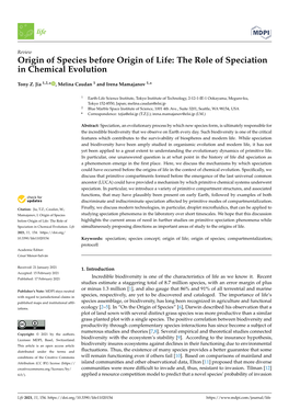 Origin of Species Before Origin of Life: the Role of Speciation in Chemical Evolution