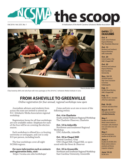 FROM ASHEVILLE to GREENVILLE of the Year Submissions Online Registration for Four Annual, Regional Workshops Now Open Feb