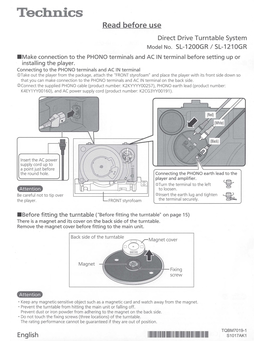 Technics Read Before Use