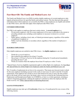 Fact Sheet #28: the Family and Medical Leave Act