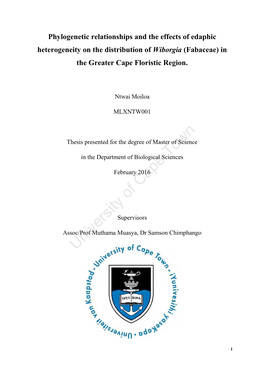 Phylogenetic Relationships and the Effects of Edaphic Heterogeneity on the Distribution of Wiborgia (Fabaceae) in the Greater Cape Floristic Region