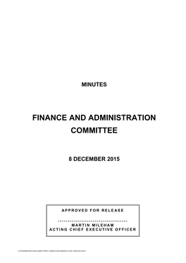 Finance and Administration Committee