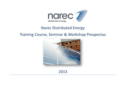 Narec Distributed Energy Training Course, Seminar & Workshop