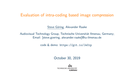 Evaluation of Intra-Coding Based Image Compression