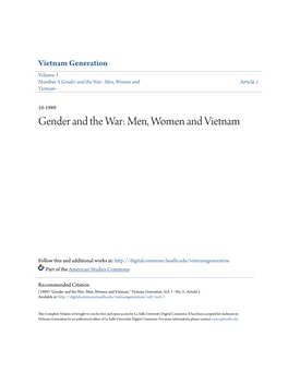 Gender and the War: Men, Women and Vietnam