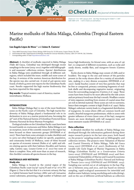 Marine Mollusks of Bahía Málaga, Colombia (Tropical Eastern Pacific)