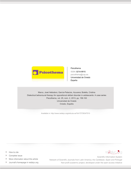 Redalyc.Dialectical Behavioural Therapy for Oppositional Defiant Disorder in Adolescents: a Case Series