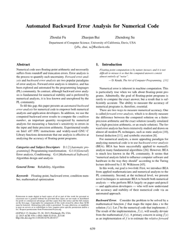 Automated Backward Error Analysis for Numerical Code