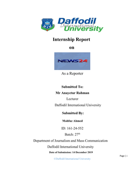 Internship Report On