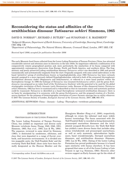 Reconsidering the Status and Affinities of the Ornithischian Dinosaur Tatisaurus Oehleri Simmons, 1965