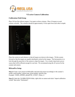 VZ Series Camera Calibration Calibration Field Setup Riscanpro
