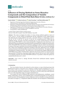 Influence of Drying Method on Some Bioactive Compounds and The