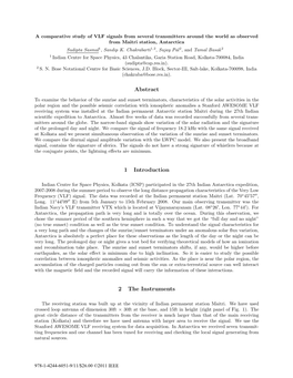 A Comparative Study of VLF Signals from Several Transmitters Around the World As Observed from Maitri Station, Antarctica Sudipta Sasmal1, Sandip K