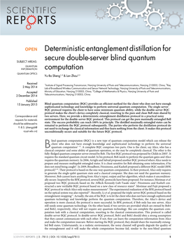 Deterministic Entanglement Distillation for Secure Double-Server Blind Quantum Computation