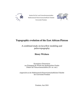 Topographic Evolution of the East African Plateau