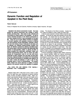 Dynamic Function and Regulation of Apoplast in the Plant Body