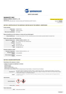 WANNATE® 8001 WANHUA CHEMICAL GROUP Co., LTD