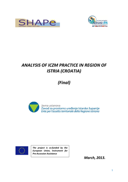 ANALYSIS of ICZM PRACTICE in REGION of ISTRIA (CROATIA) (Final)