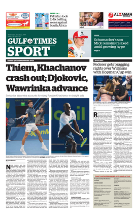Thiem, Khachanov Crash Out; Djokovic, Wawrinka Advance