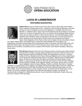 Lucia Di Lammermoor Performer Bios