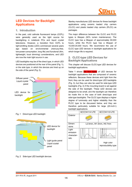 LED Devices for Backlight Applications That Are Composed of Ceramic Diffuser Panel拡散板 Reflectors