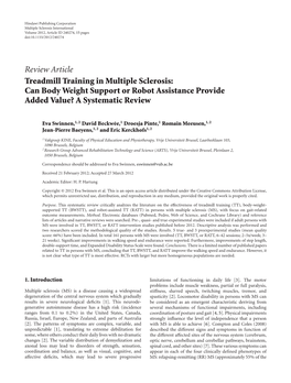 Treadmill Training in Multiple Sclerosis: Can Body Weight Support Or Robot Assistance Provide Added Value? a Systematic Review