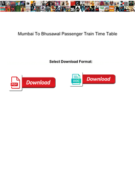 Mumbai to Bhusawal Passenger Train Time Table