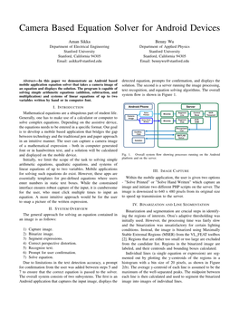Camera Based Equation Solver for Android Devices