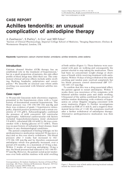 Achilles Tendonitis: an Unusual Complication of Amlodipine Therapy