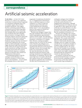 Artificial Seismic Acceleration, Nature Geoscience