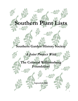 Southern Plant Lists