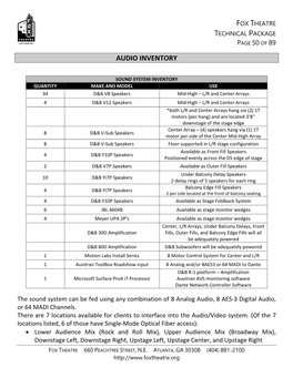 Audio Inventory