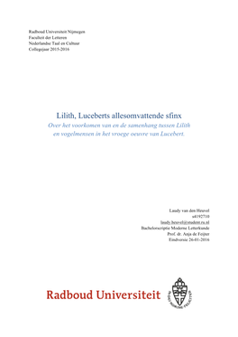 Lilith, Luceberts Allesomvattende Sfinx Over Het Voorkomen Van En De Samenhang Tussen Lilith En Vogelmensen in Het Vroege Oeuvre Van Lucebert