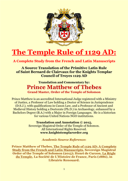 The Temple Rule of 1129