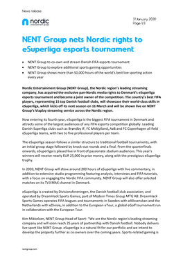 • NENT Group to Co-Own and Stream Danish FIFA Esports Tournament
