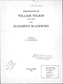 William Wilson Elizabeth Blackburn