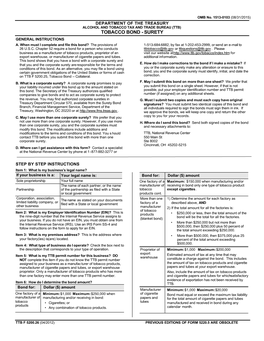 Tobacco Bond - Surety General Instructions A