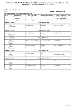 ADILABAD DRAFTTEACHERS MLC VOTER LIST.Pdf