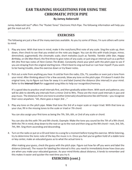 EAR TRAINING SUGGESTIONS for USING the CHROMATIC PITCH PIPE by Jamey Aebersold