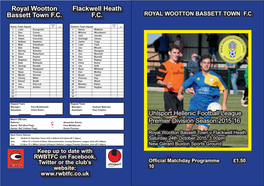 Royal Wootton Bassett Town F.C. Flackwell Heath F.C
