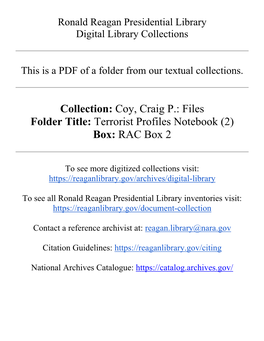 Terrorist Profiles Notebook (2) Box: RAC Box 2